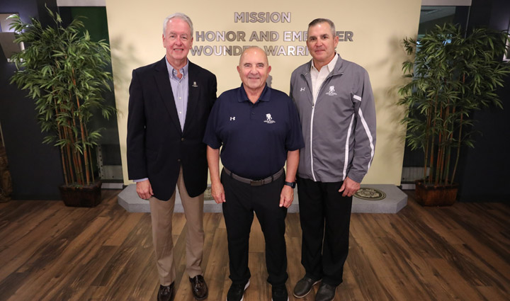 Tom Cocchiarella (center) with Lt. Gen. (Ret.) Mike Linnington (right) and WWP Chief Development Officer Chris Needles.